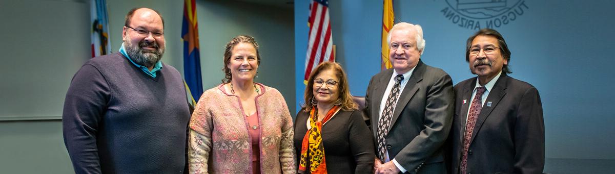 Pima's five Governing Board Members pose for a photo